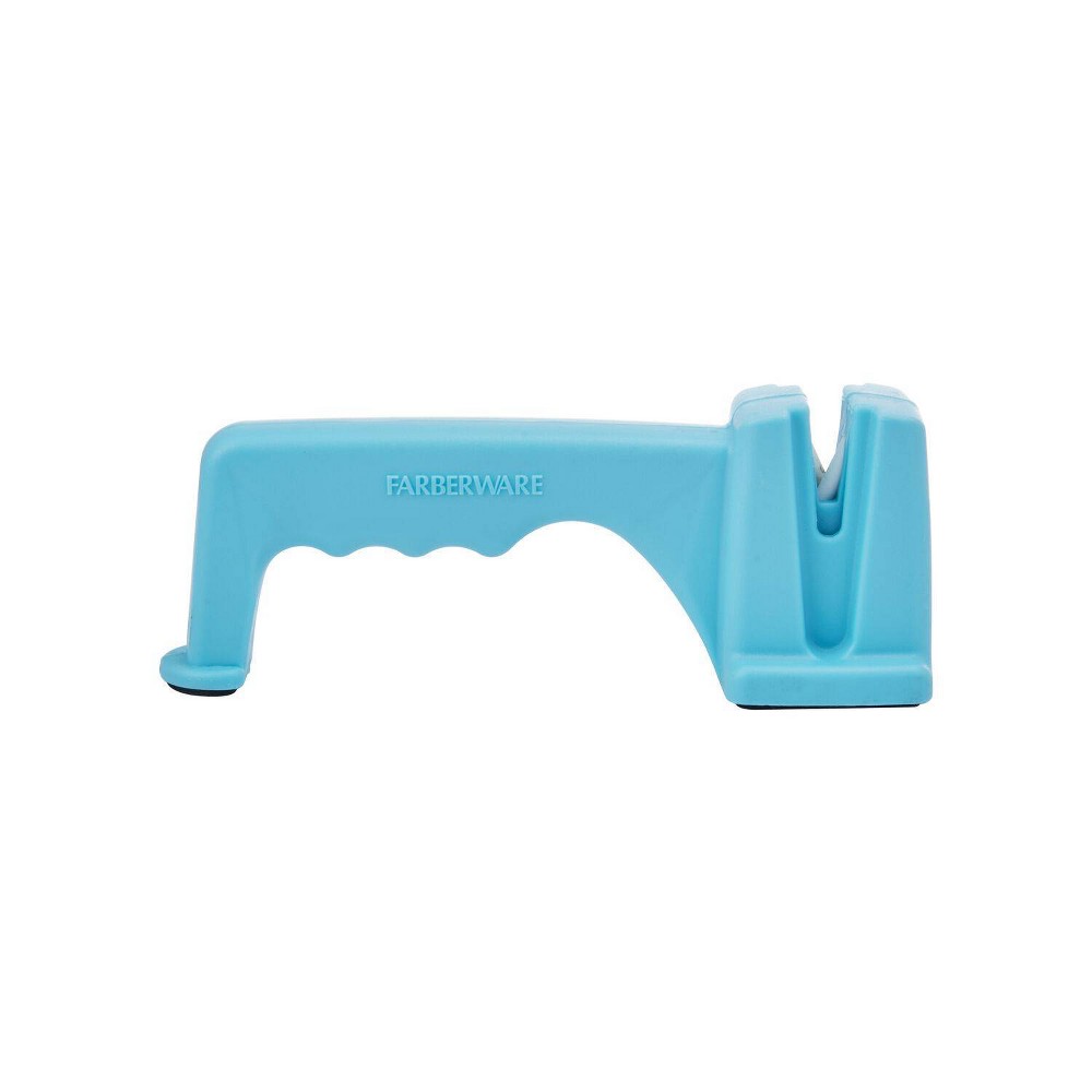 Farberware Tabletop Sharpener: Manual Knife & Steel Sharpener, Stainless Steel & Plastic, Hand Wash, Green, 7.68" Length