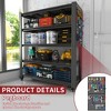 YONWAY 5 Tier Multifunctional Storage Rack Adjustable Garage Shelf Easy Assembly,with Pegboard and Wheel,For Garages, Gyms, 23.6"D*47.2"W*72"H,Black - 3 of 4