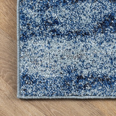 Blue Abstract Synthetic Rectangular Reversible Area Rug