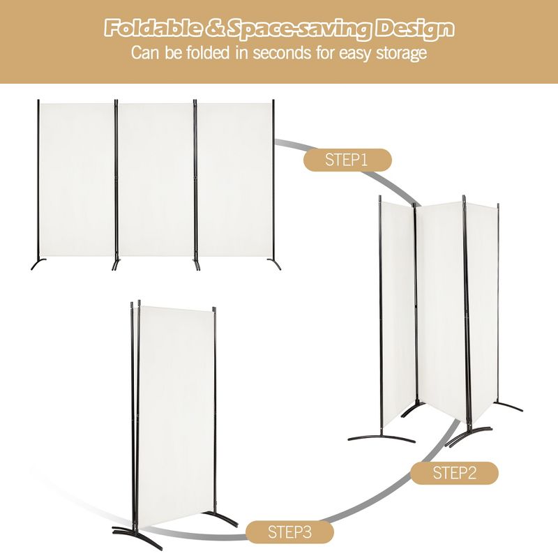 Costway 3-Panel Room Divider Folding Privacy Partition Screen for Office Room White\Black\Brown, 5 of 11