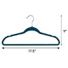 100 Piece Set of Velvet Slim Profile Heavy Duty Felt Hangers with Stainless Steel Swivel Hooks in Blue - 3 of 4