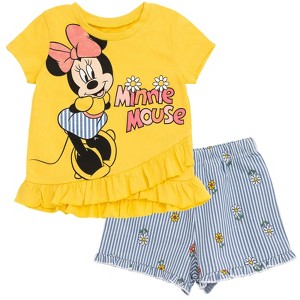 Disney Minnie Mouse Baby Girls T-Shirt and Shorts Outfit Set Infant to Toddler - 1 of 4