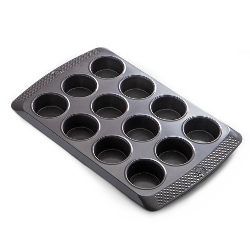 GoodCook Premium Nonstick Steel 12-Cup Mini Muffin Pan, Gray