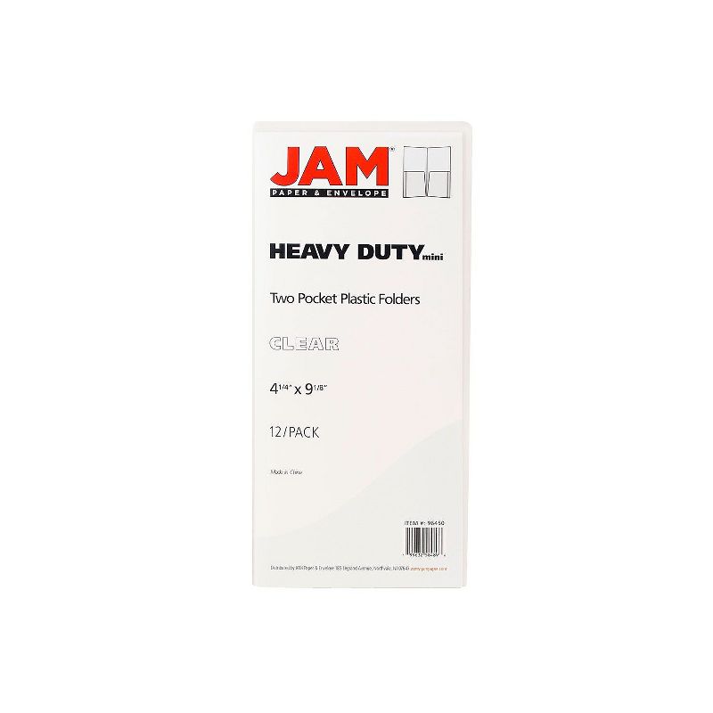 JAM Paper Heavy Duty Plastic Two-Pocket Mini Folders 4 1/4 x 9 1/8 Clear 96450B, 3 of 4
