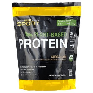 California Gold Nutrition Sport, Plant-Based Protein with Organic Brown Rice Protein Concentrate, Flaxseed, Chia Seed, Chocolate, 2 lb (907 g) - 1 of 3