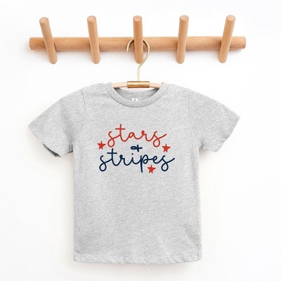 The Juniper Shop Patriotic Stars And Stripes Cursive Toddler Short Sleeve Tee