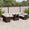 vidaXL 11 Piece Patio Sofa Set with Cushions Brown and Cream Poly Rattan - 2 of 4