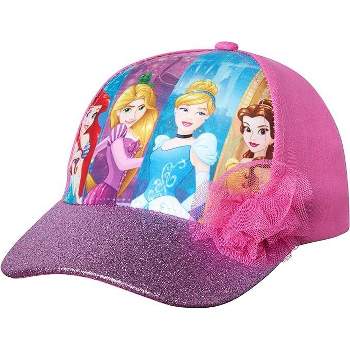 Disney Princess Girls Baseball Cap with Glitter pom- Kids Ages 4-7 (Pink/Blush)
