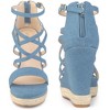 Perphy Women Criss Cross Platform Denim Strappy Wedges Heel Sandals - 2 of 4