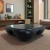 Modern Square Coffee Table with Faux Travertine Finish, Contemporary Textured Accent Table for Living Room or Office - Cuddlewood - 3 of 4