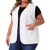 Agnes Orinda Women's Plus Size Sleeveless Denim Button Down V Neck Jean Vest - 2 of 4