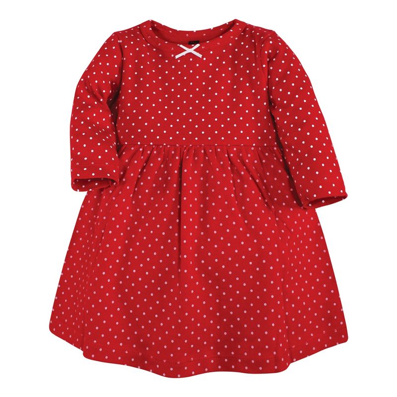 Hudson Baby Infant and Toddler Girl Cotton Dresses, Poinsettia Dot, 4 of 5