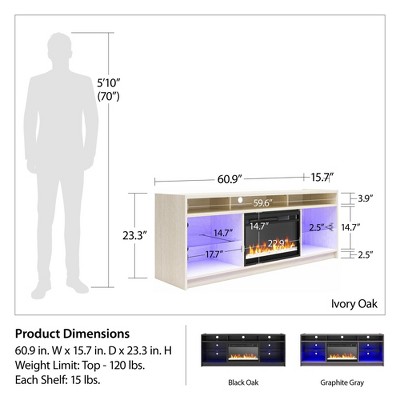 Graphite Gray Engineered Wood TV Stand with Electric Fireplace