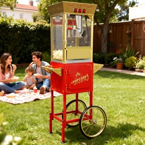 FONTOI 6/8/10/12/16/20 OZ Popcorn Machine with Cart Stainless Steel Kettle Heated Warming Deck and Old Maids Drawer for Easy Cleanup - 1 of 4
