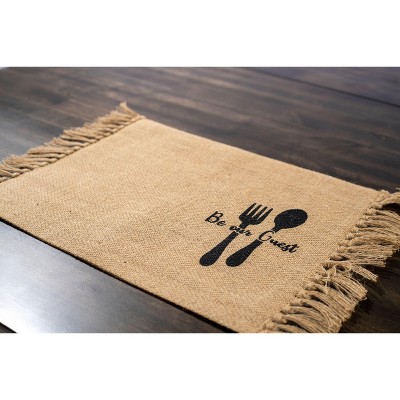 Lintex Linens Be Our Guest 100% Jute Placemat Set of 4 - For Indoor & Outdoor Dinning