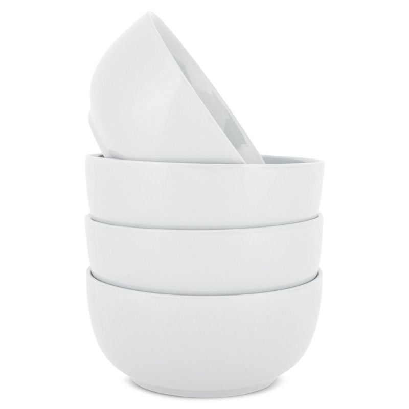 Elanze Designs Bistro Glossy Ceramic 6.5 inch Soup Bowls Set of 4, White, 1 of 7