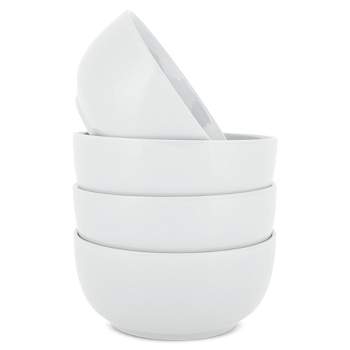 Elanze Designs Bistro Glossy Ceramic 6.5 inch Soup Bowls Set of 4, White