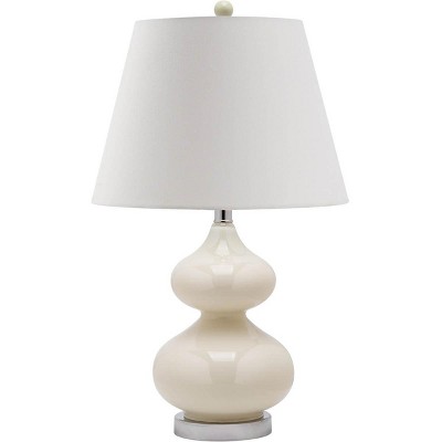 Elegant Pearl White Glass Table Lamp Set with Cotton Shade