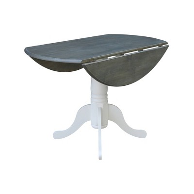 Heather Gray & White 42" Round Wood Extendable Dining Table