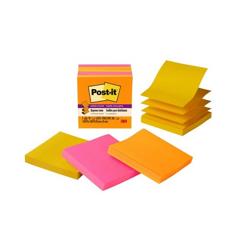 Post-it 5pk 3 x 3 Super Sticky Dispenser Pop-up Notes Energy Boost  Collection 90 Sheets/Pad