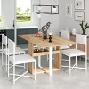 5 PCS Foldable Dining Table Set with 4 Chairs, Dining Table with Storage Rack and MDF Top, Iron Frame Chair with PU Leather Cushion-Baofuwish - 2 of 4