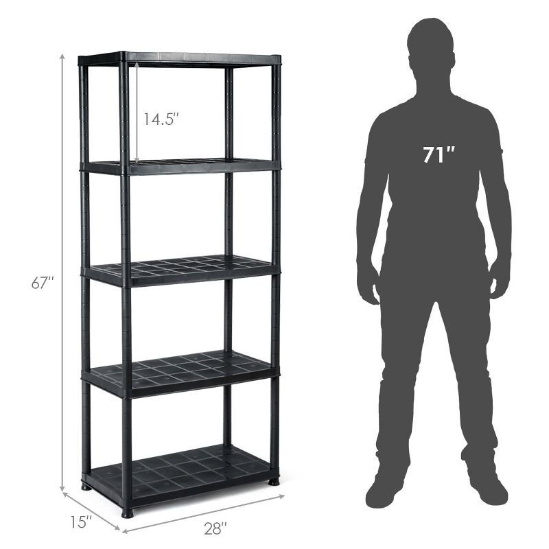 Costway 2 PCS 5-Tier 9.5lbs Ventilated Shelving Rack Free Standing Multi-Use Shelf Unit, 2 of 11
