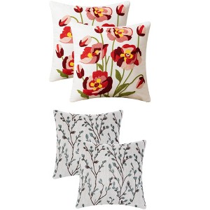 REGALWOVEN 4 Pcs Floral Embroidered Throw Pillow Cases for Sofa, Living Room 18" x 18" - 1 of 4