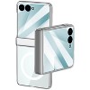 Nakedcellphone Combo for Samsung Galaxy Z Flip 7 Phone - Case with Built-In Screen/Hinge Protector and Belt Clip Pouch - Silver / Clear - 2 of 4
