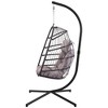 Skran Outdoor patio Wicker Hanging Chair Swing Chair Patio Egg Chair UV Resistant Grey cushion Aluminum frame Black Color - 4 of 4