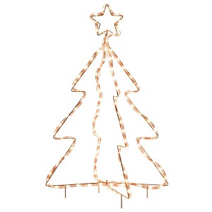 Outsunny 30" Outdoor LED Christmas Tree Rope Lights, LED Outdoor Christmas Decoration with Ground Stakes - 1 of 4