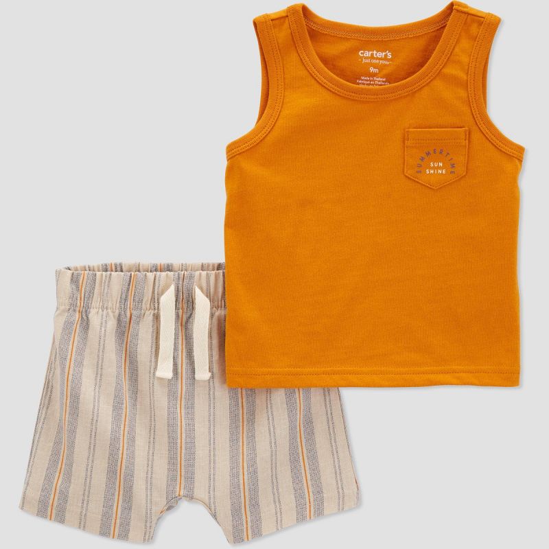Carter's Just One You® Baby Boys' Striped Top & Bottom Set - Gold, 1 of 5