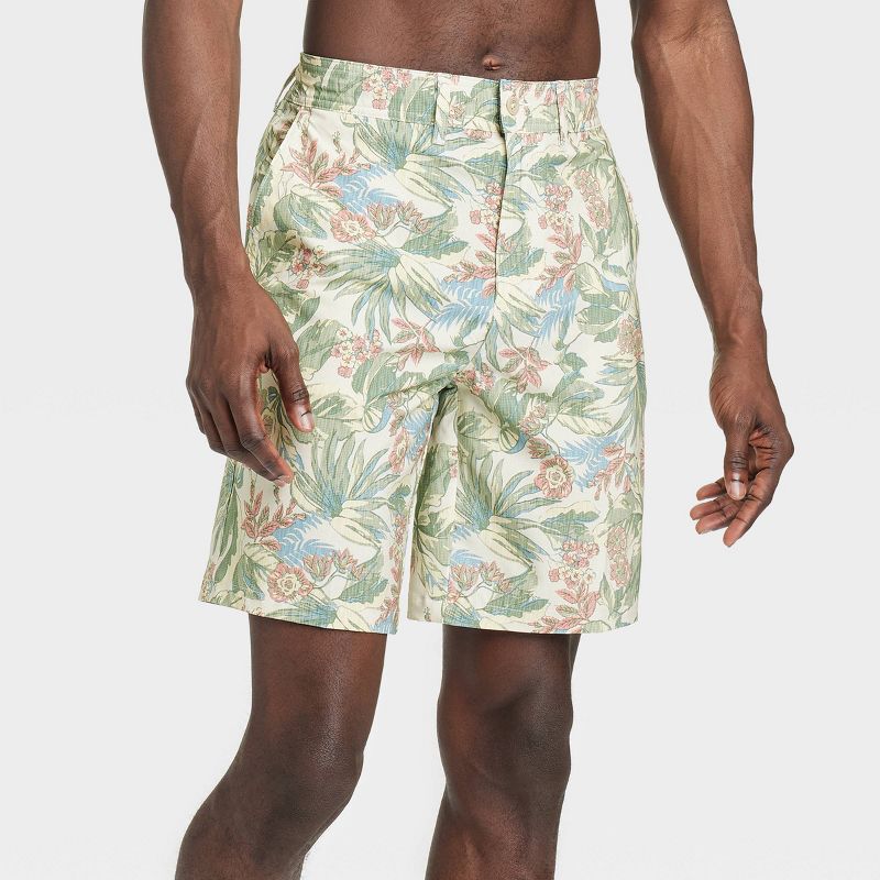 Men's 9" Floral Print Hybrid Swim Shorts - Goodfellow & Co™ Dark Green, 1 of 5
