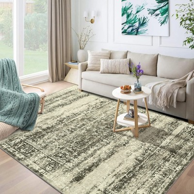 Vintage Abstract Area Rugs for Living Room Bedroom Washable Low Pile Non Slip Carpet Indoor Ultra Soft Retro Printed Distressed Rug