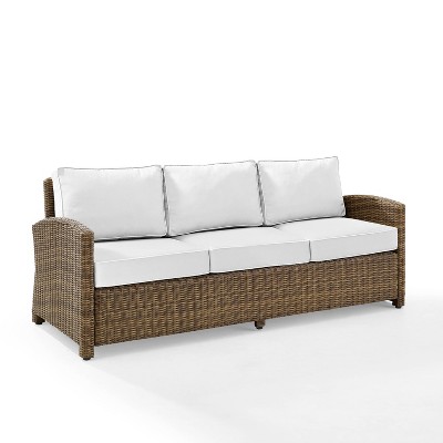 Bradenton Outdoor Wicker Sofa - Weathered Brown/White - Crosley