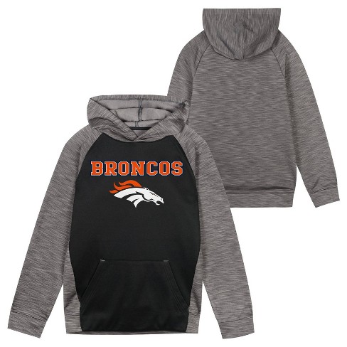 Nfl Denver Broncos Boys' Black/gray Long Sleeve Hooded Sweatshirt : Target