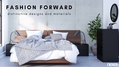 Modern Airy-Floating Full Double Bed Frame in Black Wood with Slats