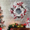 18" Battery Operated Pre-Lit Christmas Wreath, LED Artificial Pine with Berries & Gold Leaves for Front Door, Indoor & Outdoor Decor - 2 of 4