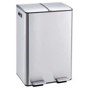 60 L Stainless Steel Double Garbage Can with Removable Inner Buckets & 2 Lids for Kitchen Living Room Office - 1 of 4