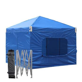 Aoodor 10' x 10' Pop Up Canopy Tent with Removable Mesh Window Sidewalls, Portable Instant Shade Canopy with Roller Bag