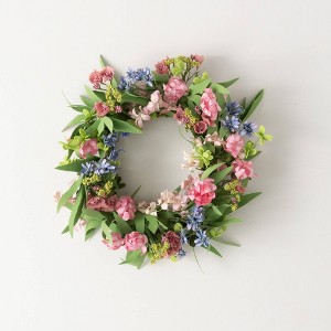Sullivans Artificial Mixed Spring Florals Mini Wreath 15"H; Pink - 1 of 3