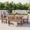 6-Piece Outdoor Dining Set, Dining Set with Dining Table and Armless Chairs and Bench, Dining Chairs with Acacia Wood Frame–Cuddlewood - 2 of 4