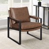 Simple Relax Upholstered Accent Chair with Metal Base in Umber Brown and Gunmetal - 2 of 4