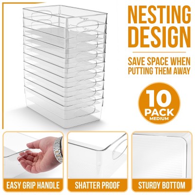 Sorbus 10 Pack Medium Clear Plastic Storage Bins with Handle - Perfect for kitchen, bathroom, pantry & more — фото 2