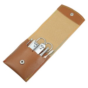 Unique Bargains Stainless Steel Pedicure Nail Clippers Scissors Tool Set for Men Women Silver with Brown PU Leather 7Pcs - 1 of 3