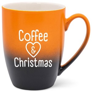 Elanze Designs Coffee & Christmas Two Toned Ombre Matte Orange and Black 12 ounce Ceramic Stoneware Coffee Cup Mug - 1 of 4
