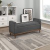 Vynxaria Dark Gray Mid-Century Modern Lift Top Storage Bench 1pc Tufted Upholstered Solid Wood Walnut Finish Wooden Furniture - 2 of 4