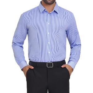 INSPIRE CHIC Men's Long Sleeve Point Collar Long Sleeve Patterned Shirt - 1 of 4