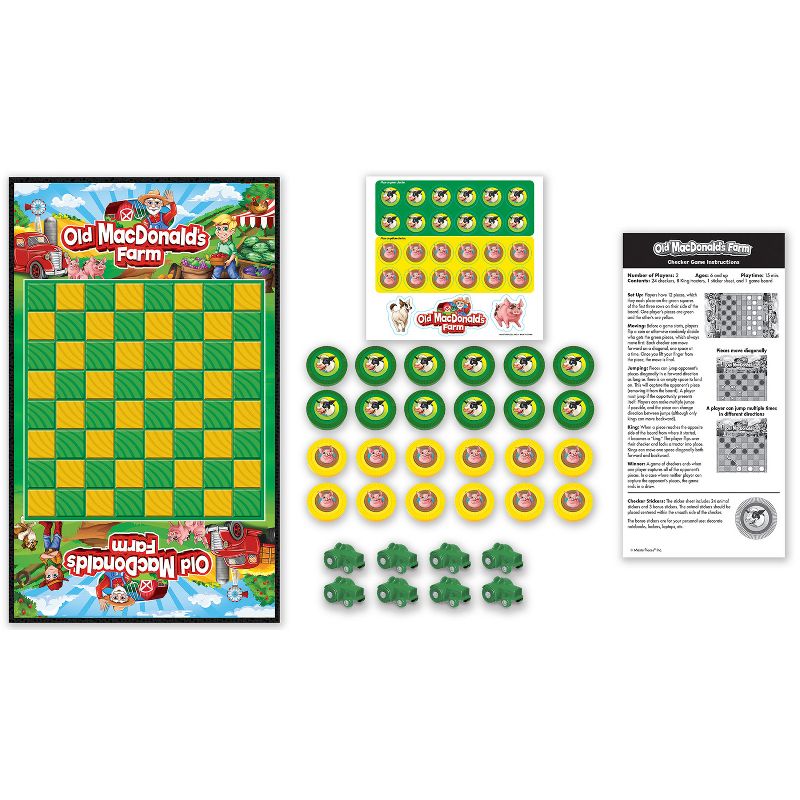 MasterPieces Officially licensed Old MacDonald's Checkers Board Game for Families and Kids ages 6 and Up, 3 of 7