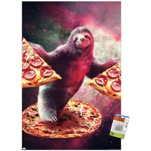 Trends International James Booker - Funny Space Sloth With Pizza Unframed Wall Poster Prints - 1 of 4