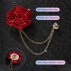 Unique Bargains Cloth Flower Lapel Pin with Gold Badge Tassel Chain Brooches 1.57 inch 1 Pc - 2 of 4